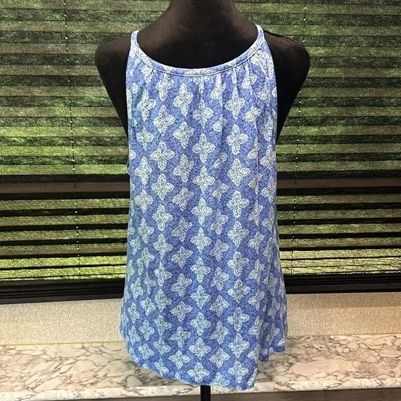 VTG Sigrid Olsen Women’s Blue Flower Print 100% Linen Tank‎ Top Size Large - Picture 3 of 7